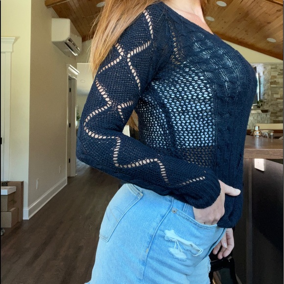 Pink Rose Sweaters - Blue sweater